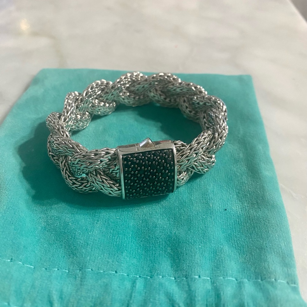 John Hardy braided chain black sapphire/silver bracelet